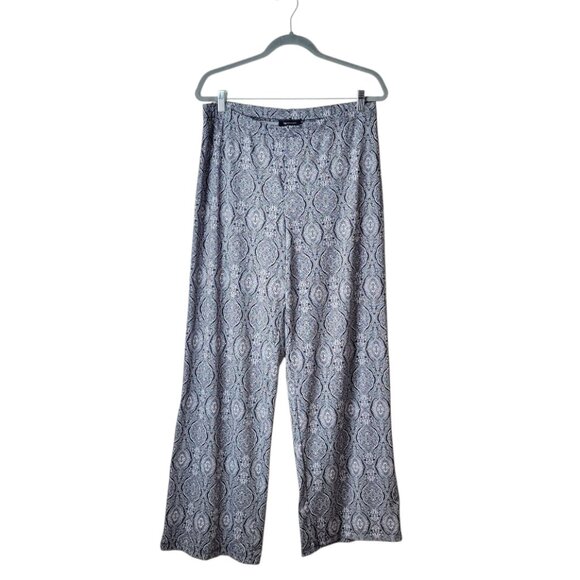 AB Studio Black and White Mandala Boho Wide Leg Pants - Picture 1 of 7